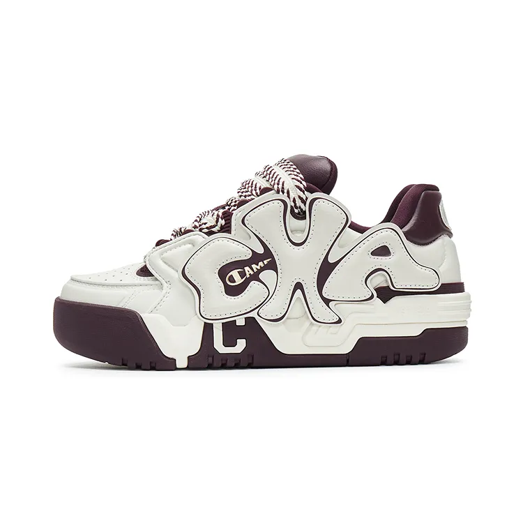 Champion Coco Skate Buckle Low top Skateboard Shoes Women's Milk White/Burgundy