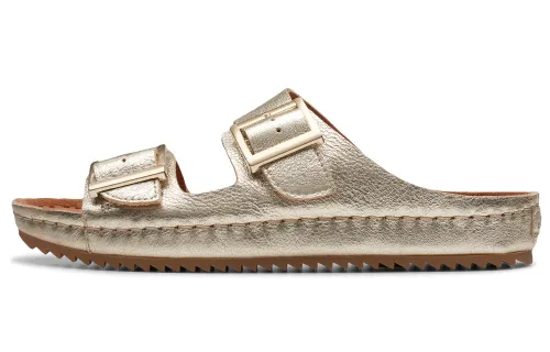 Clarks Slip Resistant Slide Slippers Women's Gold