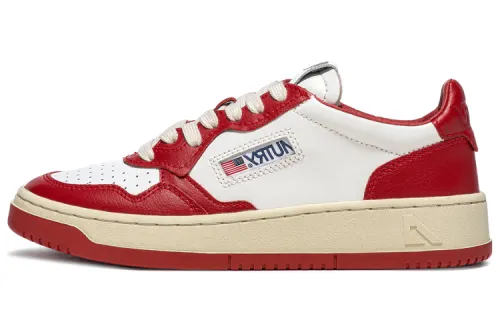AUTRY Medalist Leather Low White Red Women's