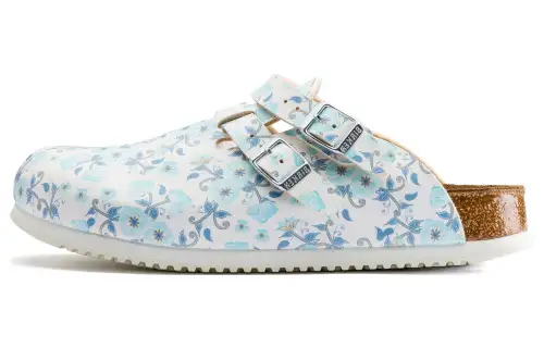 Birkenstock Pu Closed Toe Slippers Women's White Blue Narrow