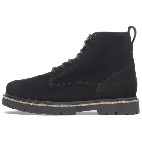 Birkenstock Highwood Lace Mid Suede Short Combat Boots Women's Black Narrow