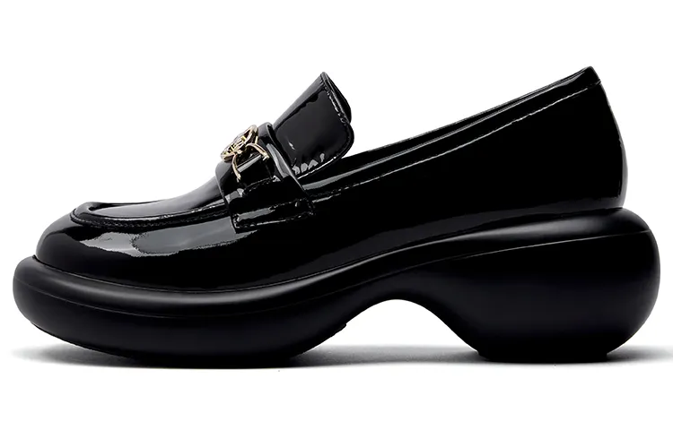 PACO GIL Patent Leather Platform Shoes Women's Black