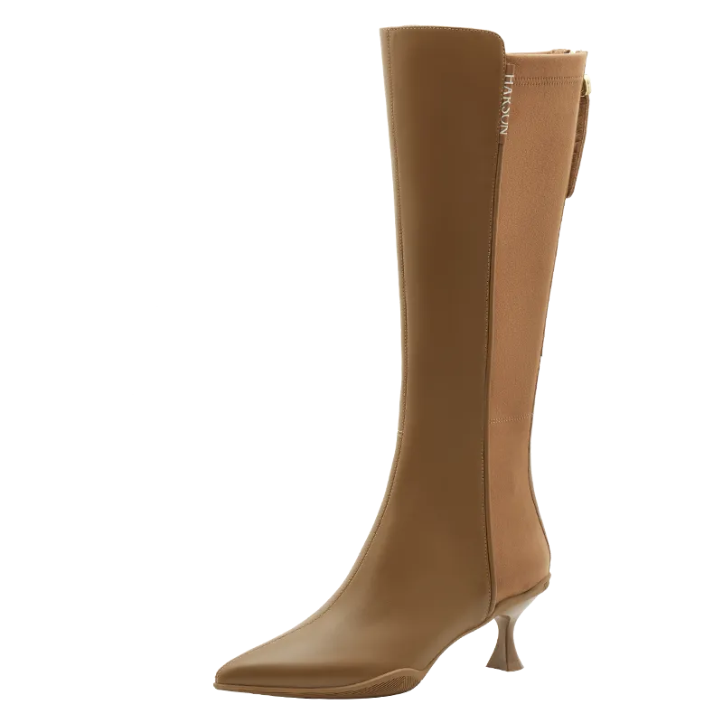 HARSON Cow Leather Knee high Boots 6.5cm Women's