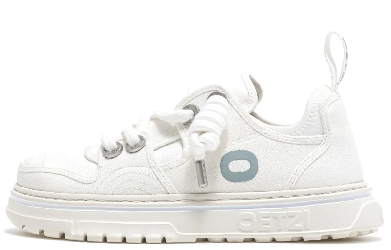 OETZI Fabric Low top Skateboard Shoes Unisex White