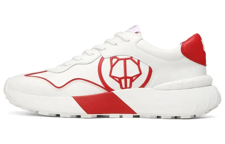 Naked Wolfe Drought Leather Abrasion Resistant Low top Sports Casual Shoes Men's White Red