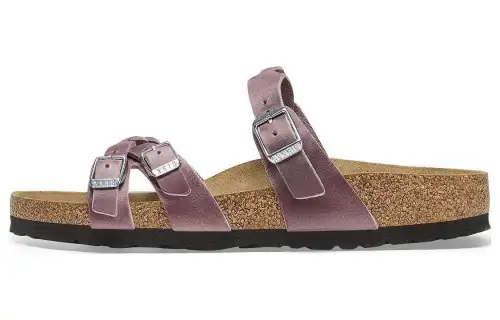 Birkenstock Leather Slide Slippers Women's Pink Narrow