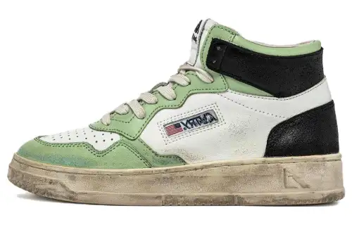 AUTRY Medalist Leather High top Skateboard Shoes Women's Black White Green