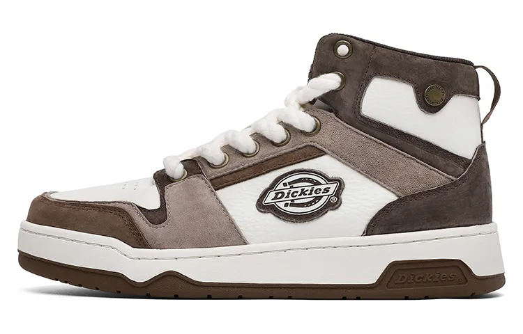 Dickies Leather Slip Resistant Slip Resistant High top Skateboard Shoes Men's White Coffee