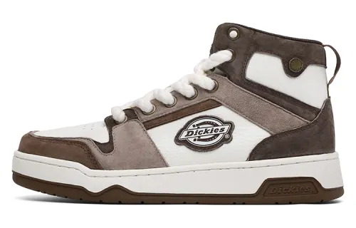 Dickies Leather Slip Resistant Slip Resistant High top Skateboard Shoes Men's White Coffee