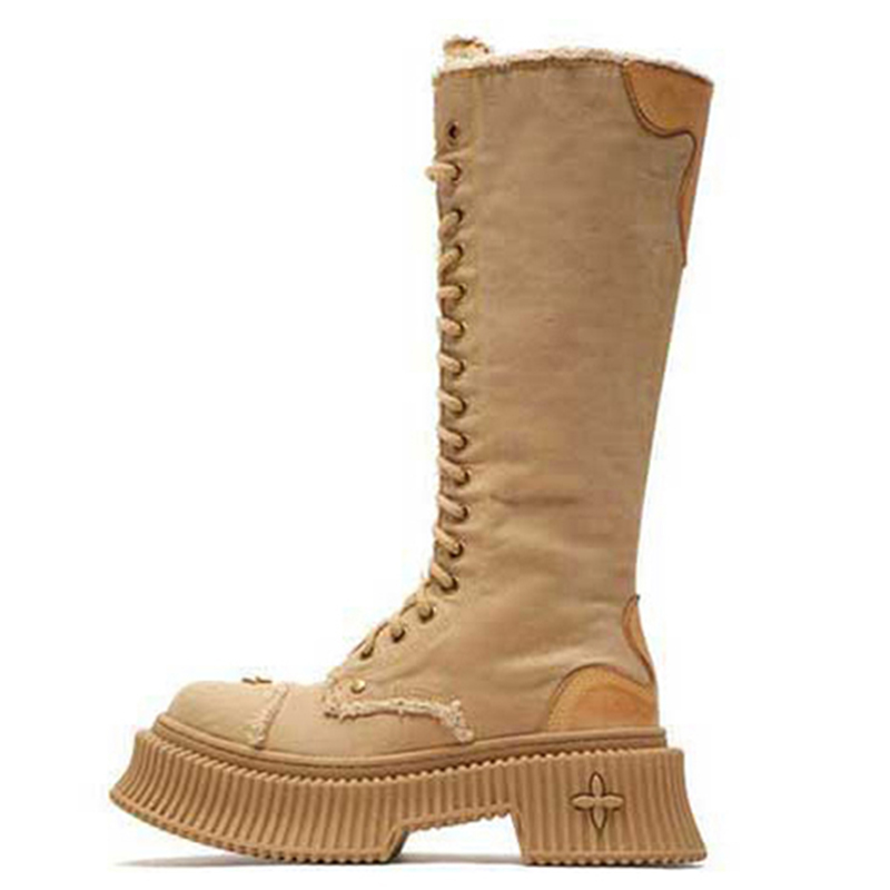 SMFK Knee high Boots Low top Women's Wheat