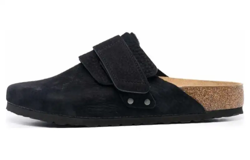 Birkenstock Nubuck Closed Toe Slippers Men's Black Narrow