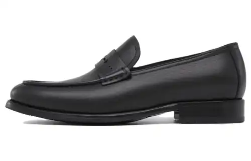 Chrisdien Deny Cow Leather Comfortable Round Toe Loafers Men's Black
