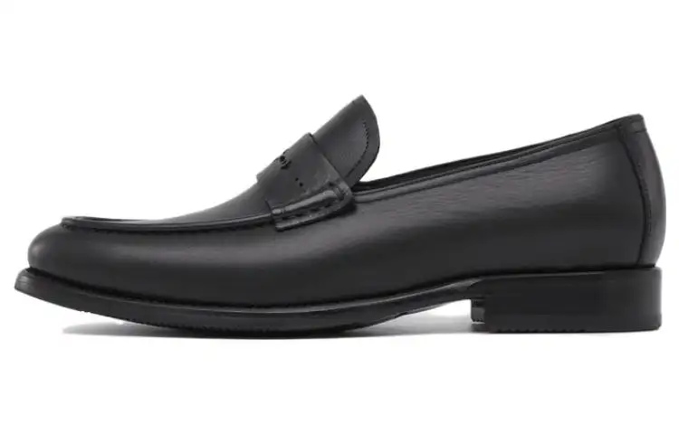 Chrisdien Deny Cow Leather Comfortable Round Toe Loafers Men's Black