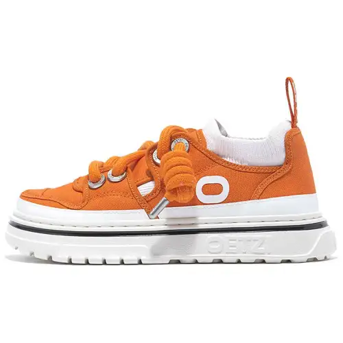 OETZI Super Light Fabric Abrasion Resistant Breathable Lightweight Height Increasing Low top Casual Shoes Unisex Orange
