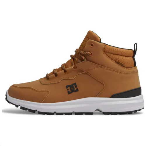 DC Shoes Leather Slip Resistant Abrasion Resistant Mid top Outdoor Shoes Men's Brown