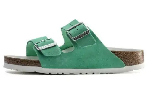 Birkenstock Leather Slide Slippers Unisex Emerald