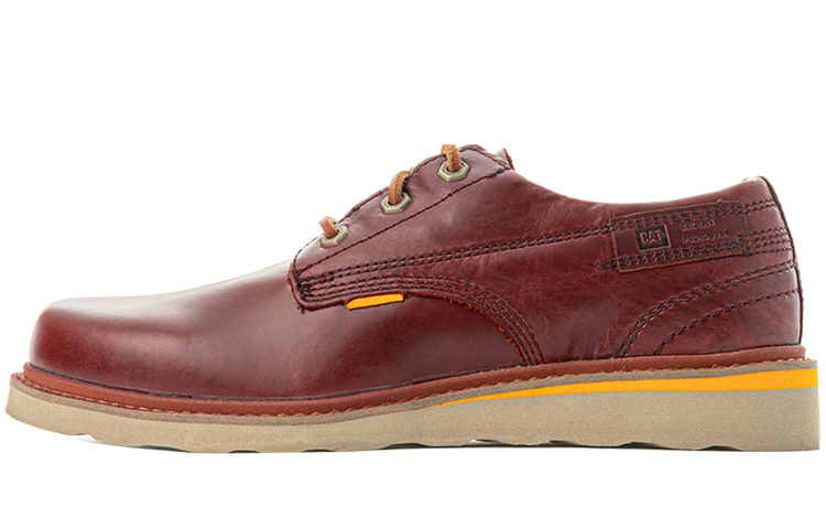 CAT Jackson retro casual leather shoes brown red