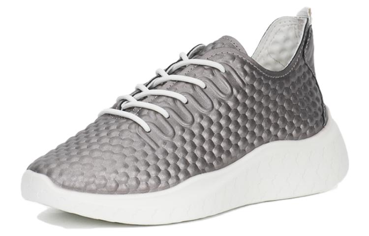 Ecco Yue Dong Leather Low top Sports Casual Shoes Women's Sparkling Silver