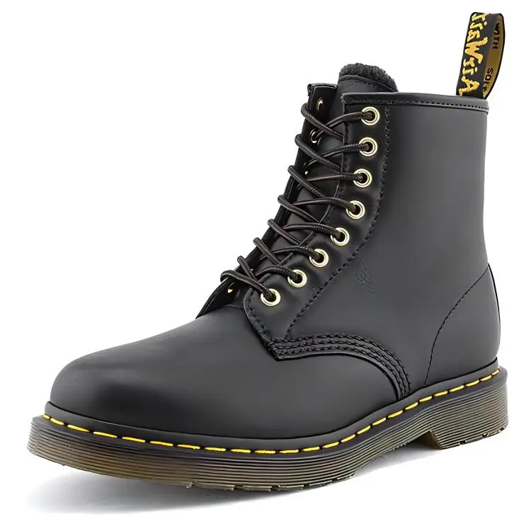 Dr.Martens Cow Leather Short Combat Boots Unisex Black