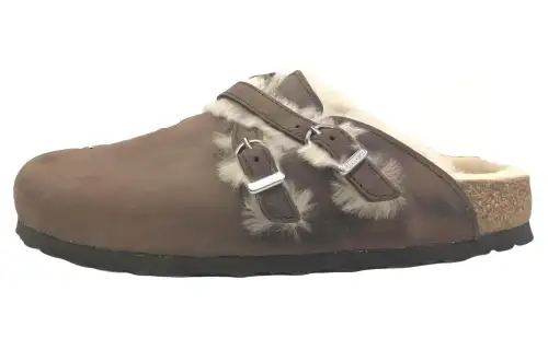 Birkenstock Blair Shearling Oiled Leather Sandals 'Brown' Women's