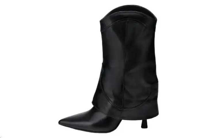 AGL Sheepskin Ankle Boots 10cm Women's Black