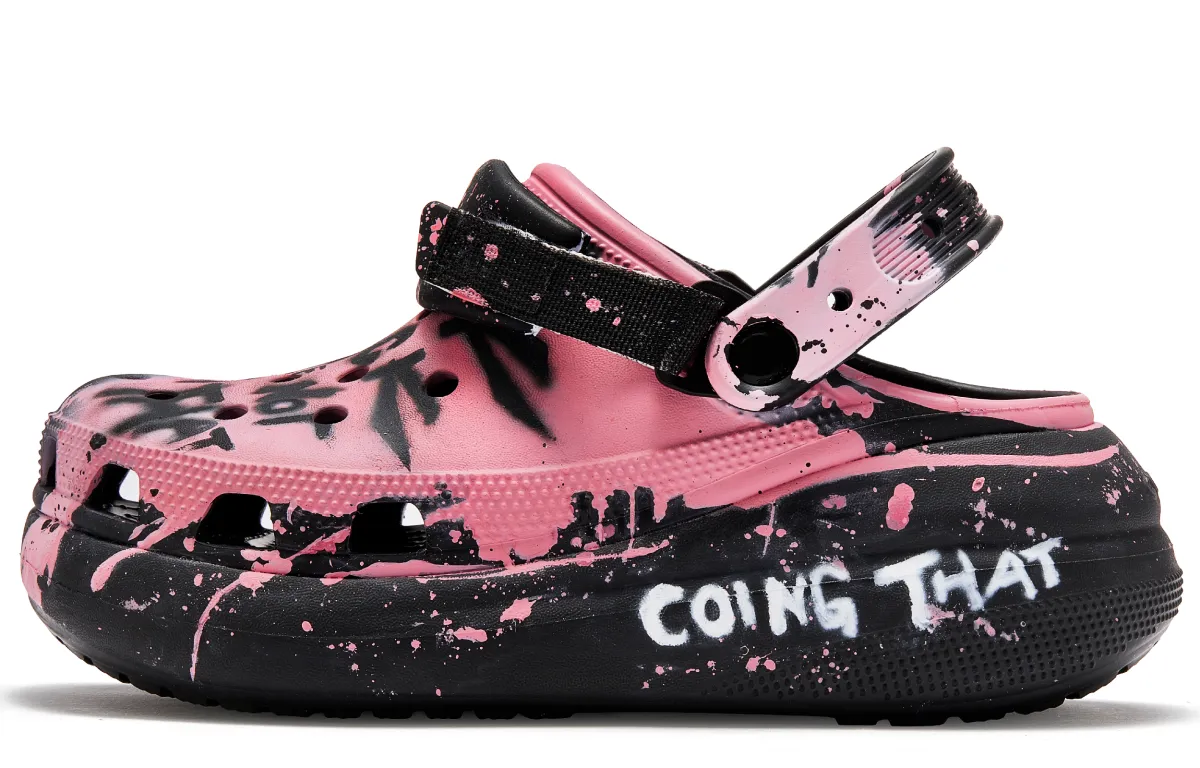 Crocs Crush Clog Da Vinci Custom, Neon Nighttime Clogs Women's Pink Ink
