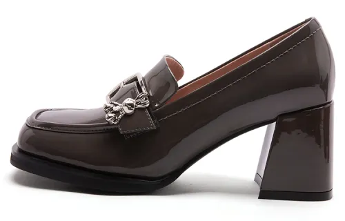PACO GIL Cow Leather Loafers 6.5cm Women's Brown