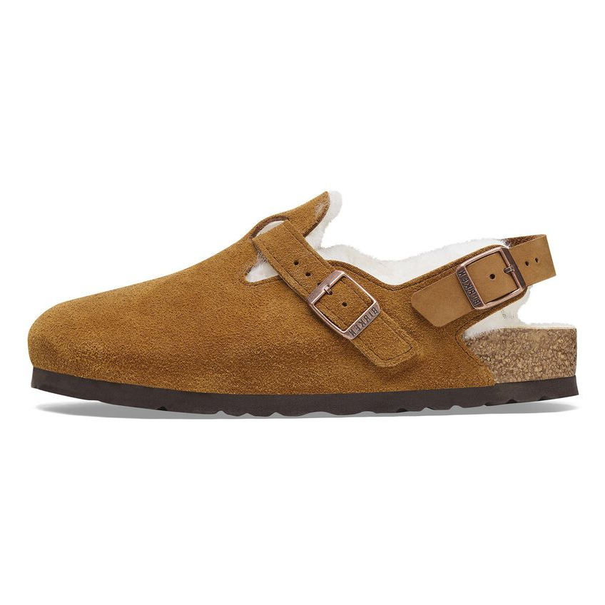 Сабо Birkenstock Tokio Shearling (коричневые)