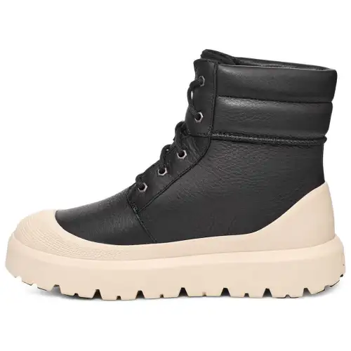 UGG Round toe flat bottom, versatile and comfortable for commuting, short-length snow boots, men's black/birch color