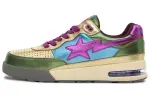 A BATHING APE ROAD STA Leather Lace Up Low top Stylish Skateboarding Shoes Men's Green Purple Gold