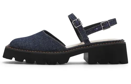 CHARLES&KEITH PU, Textile Stylish Sandal Women's Dark Blue