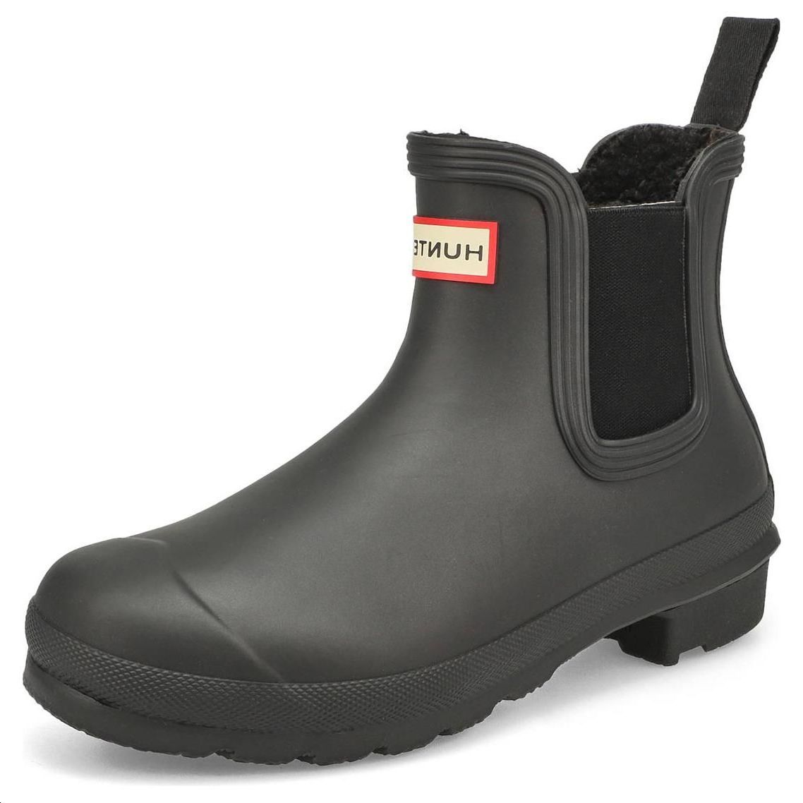 HUNTER Comfortable Abrasion Resistant, Thermal Fleece Lined Short Chelsea Boots Women's Black