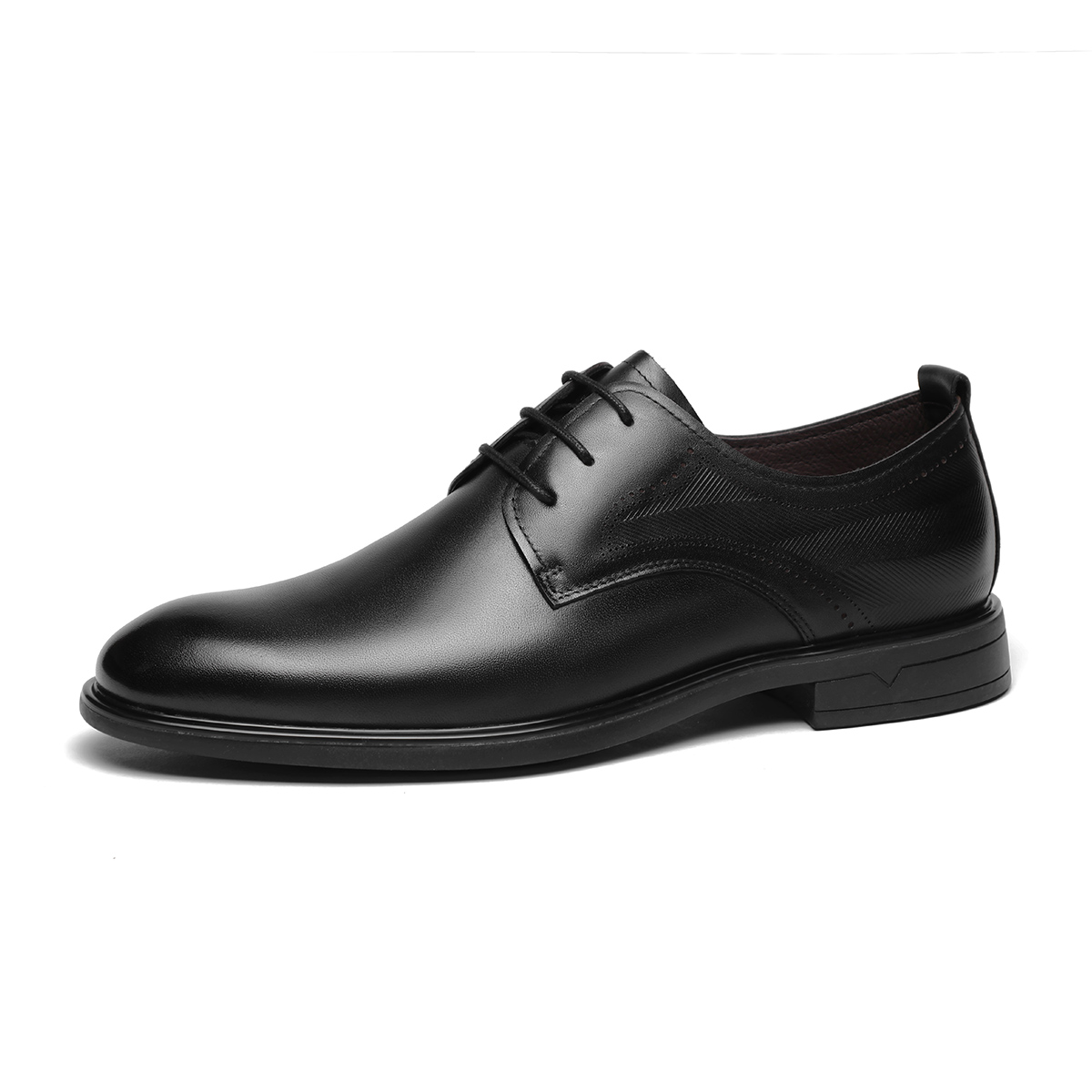 VOLO Rhino Derby Shoes Wedding Shoes Lace-up Pointed Shiny Breathable Increased Versatility Comfortable Formal Leather Shoes Men's Black