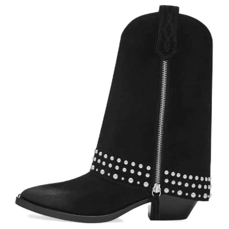 ASH Cow Split Leather Ankle Boots 5CM Women's Black
