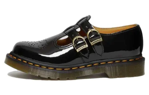 Dr.Martens Leather Flat Shoes Women's Black