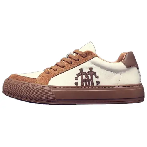 JANE HARLOW Leather Low top Skateboard Shoes Men's White Brown