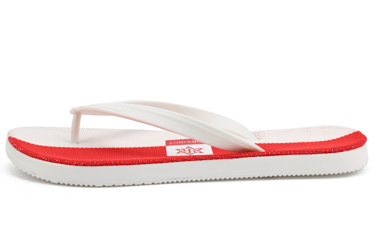 NORVINCY red and white color matching thin strap flip-flops for home and beach EVA shoes, non-slip, deodorant and comfortable, beach bathroom, wear-resistant, lightweight, flat-bottom badge, trendy and fashionable sandals, soft-soled Japanese flip-flops, same style for men and women