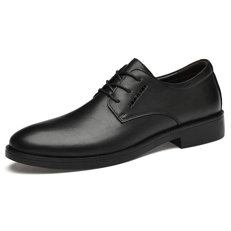 XIMO BULL British style Genuine leather Young fashion Classic style Soft leather Fold-resistant Trendy temperament Business commuting Comfortable and skin-friendly Workplace meeting Texture Lace-up Durable Formal leather shoes Men's style