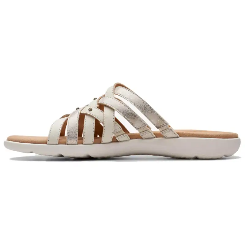 Clarks Plastic Sole Slip Resistant Slide Slippers Women's Gray White