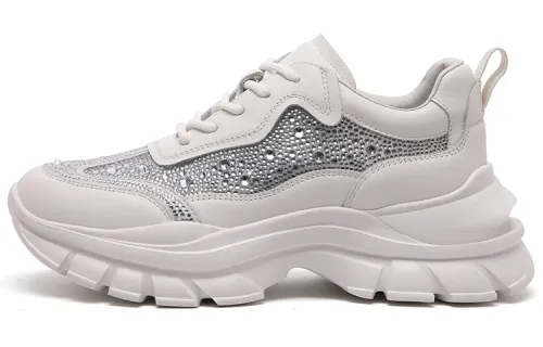 PACO GIL Top Grain Cow Leather Low top Chunky Sneakers 6cm Women's White