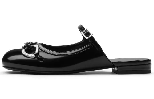 CHARLES&KEITH Composite Sole Closed Toe Slippers 2.2cm Women's Light Grey/Light Grey/Black Box/Black