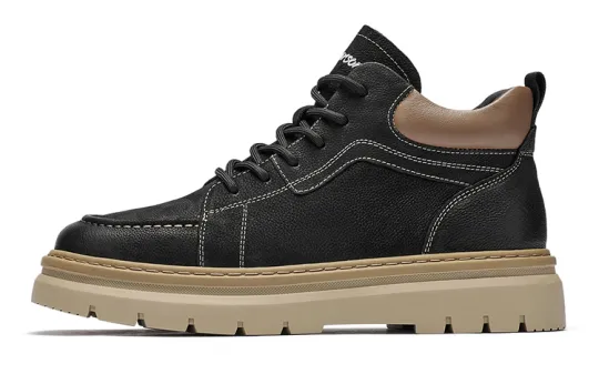 HARSON Cow Leather Ankle Length Combat Boots Men's