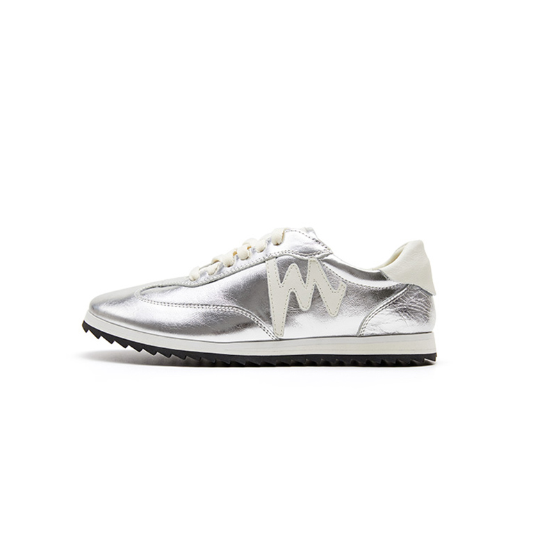 Marie Claire Cow Leather Low top Skateboard Shoes Women's Silver