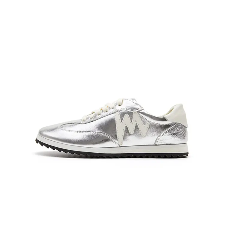 Marie Claire Cow Leather Low top Skateboard Shoes Women's Silver