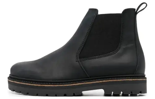 Birkenstock Leather Short Chelsea Boots Unisex Black