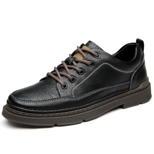 Mulinsen Casual Leather Shoes Men's Low Top Black/Brown
