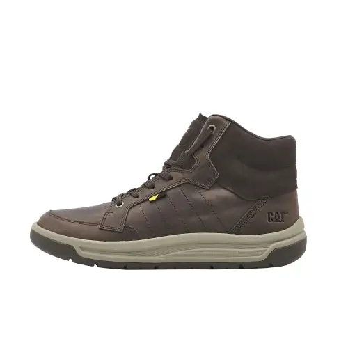 CAT Slip Resistant, Abrasion Resistant, Waterproof High top Casual Shoes Men's Dark Brown