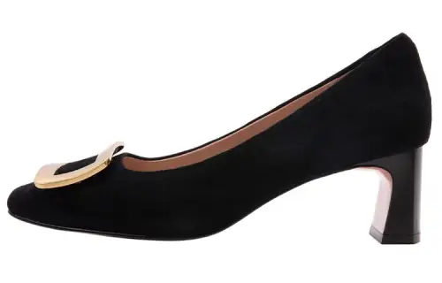 PACO GIL Sheepskin Chunky Heel High Heels 5CM Women's Black