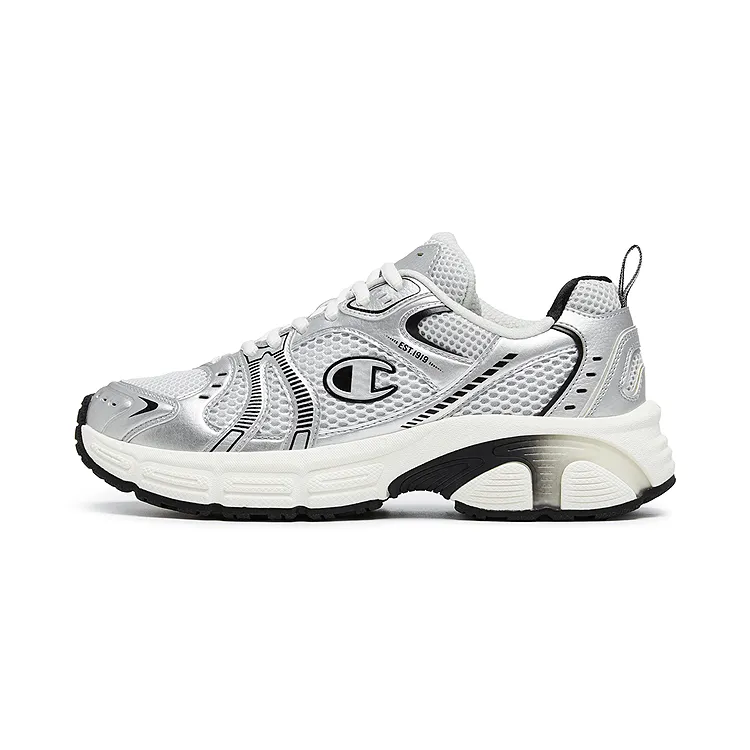 Champion Synthetic Leather, Textile Low top Running Shoes Women's Silver White/Milk White