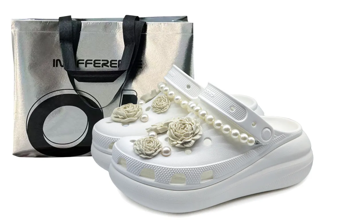 Crocs Crush Clog SIN3A And Heather White Tea Clogs Unisex White